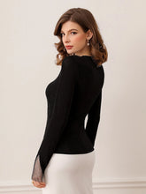 Mesh Insert Sheer Black Tee